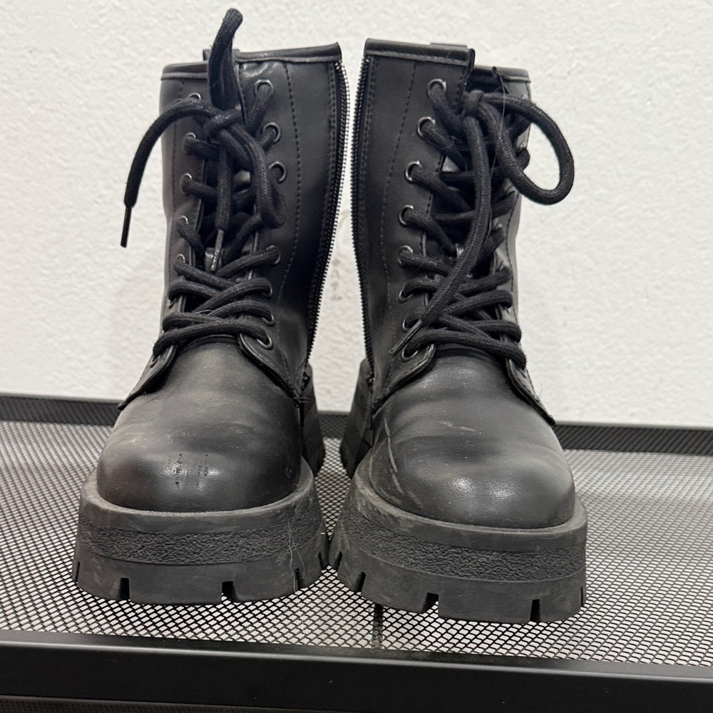 Black Lace-Up Combat Boots